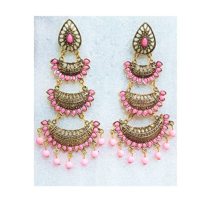 I Jewels Traditional Gold Plated Hanging Earrings for Women E2517Q (Rani/Dark  Pink) : Amazon.in: Jewellery