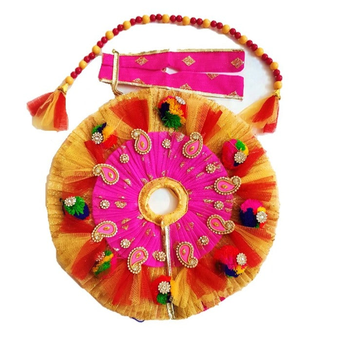 Flower border decorated velvet dress for kanha ji (Orange) – MyKanha.com